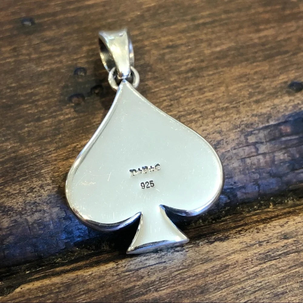 Solid 925 Silver Ace of Spades Skull Pendant ♠️💀